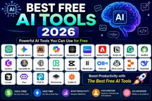Best Free AI Tools 2026 for writing, coding, image generation, video editing, productivity, and business.